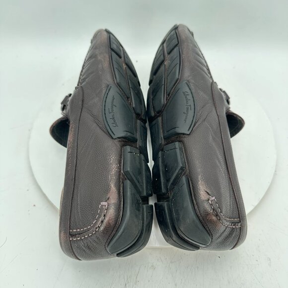 Salvatore Ferragamo Dark Brown Loafers with Silver Accents main image 6